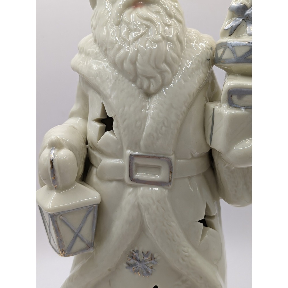 Santa Figurine Holding Lantern Presents Cutout Stars‎ Snowflakes 10" - Picture 6 of 16